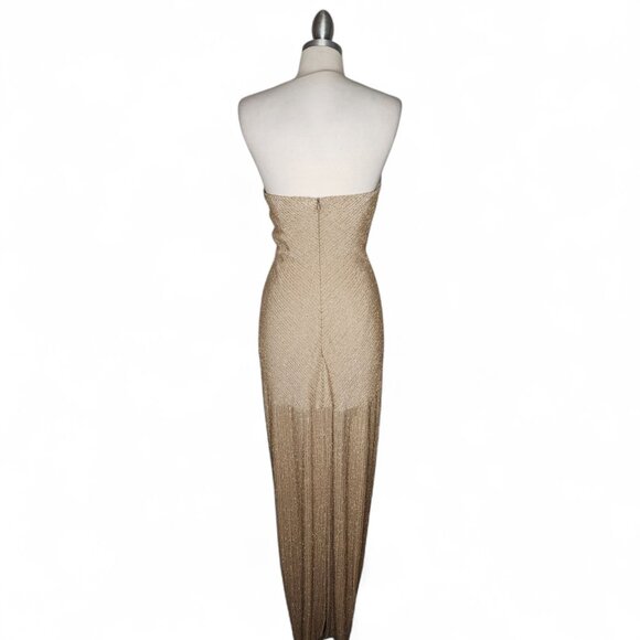 Vintage Gold Strapless Column Gown Warner Bros Studio Size S - Picture 2 of 8